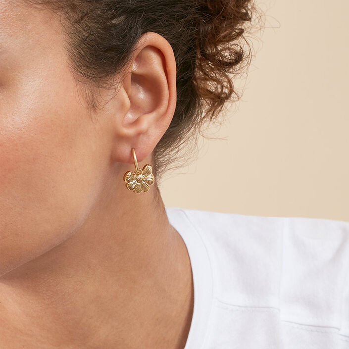 Créoles FLORA - Doré / Blanc - Boucles d'oreilles  | Agatha
