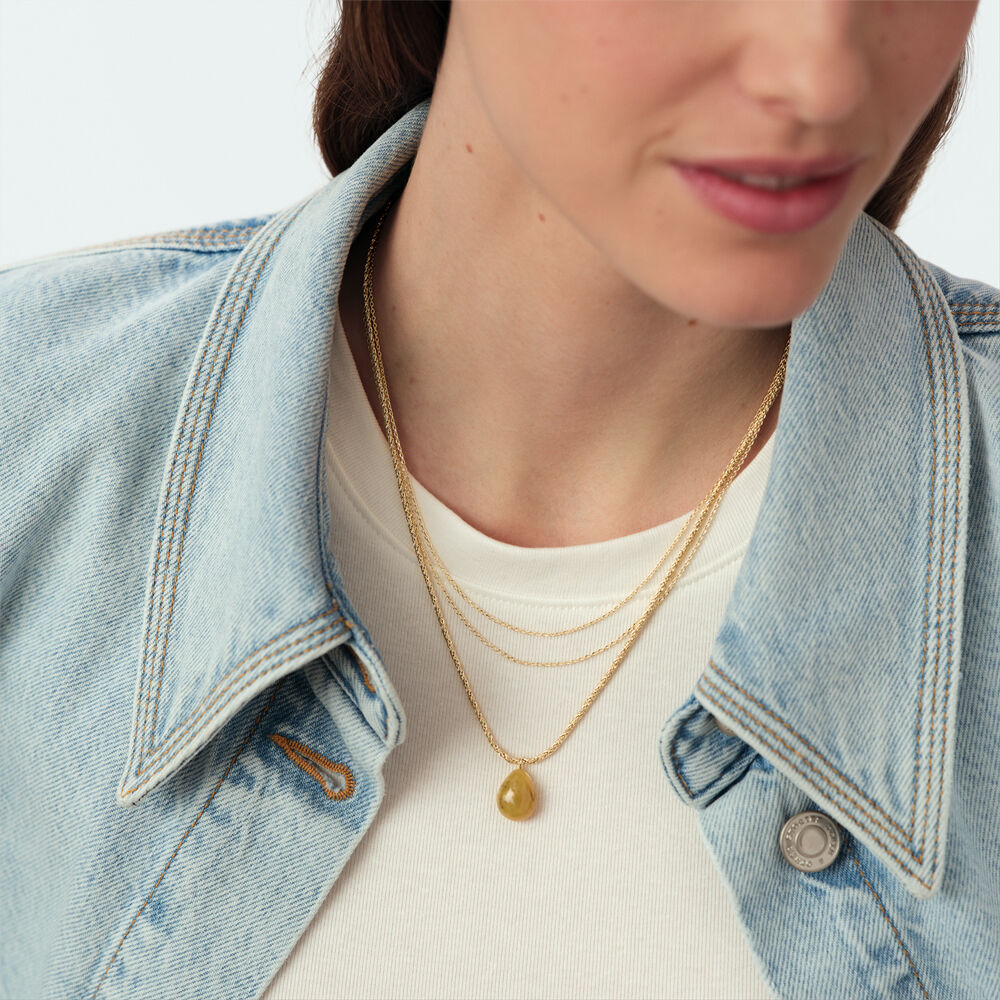 Collier mi-long MADELEINE - Kaki / Dor&eacute; - Colliers mi-long  | Agatha