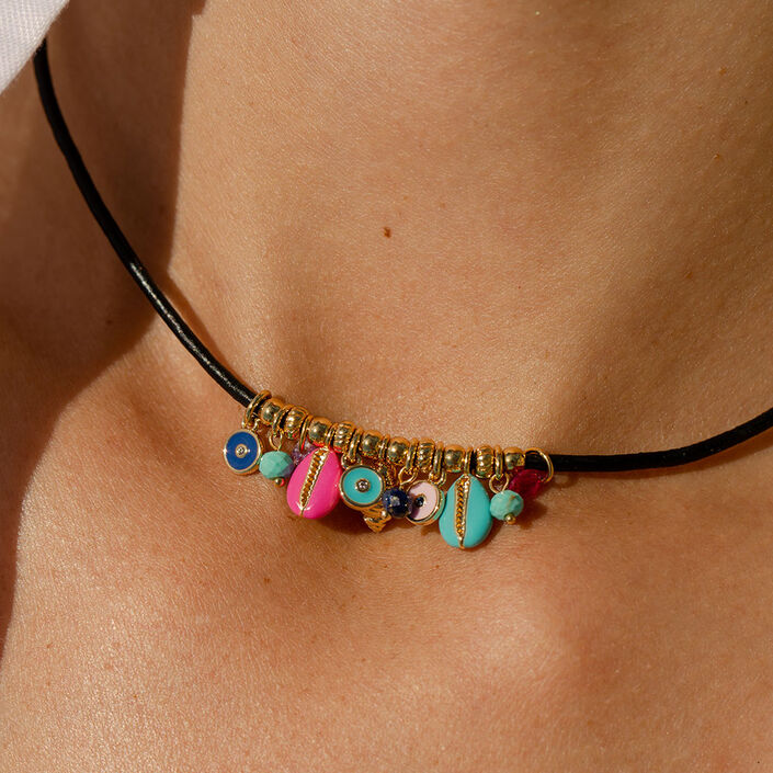 Collier ras du cou CYCLADES - Multicolore / Doré - Colliers  | Agatha