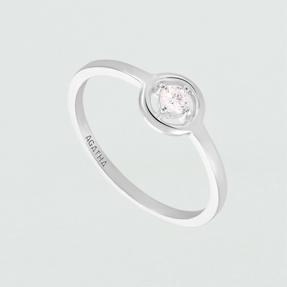 Bague fine HALO - Cristal / Argent&eacute; - Bagues fines  | Agatha