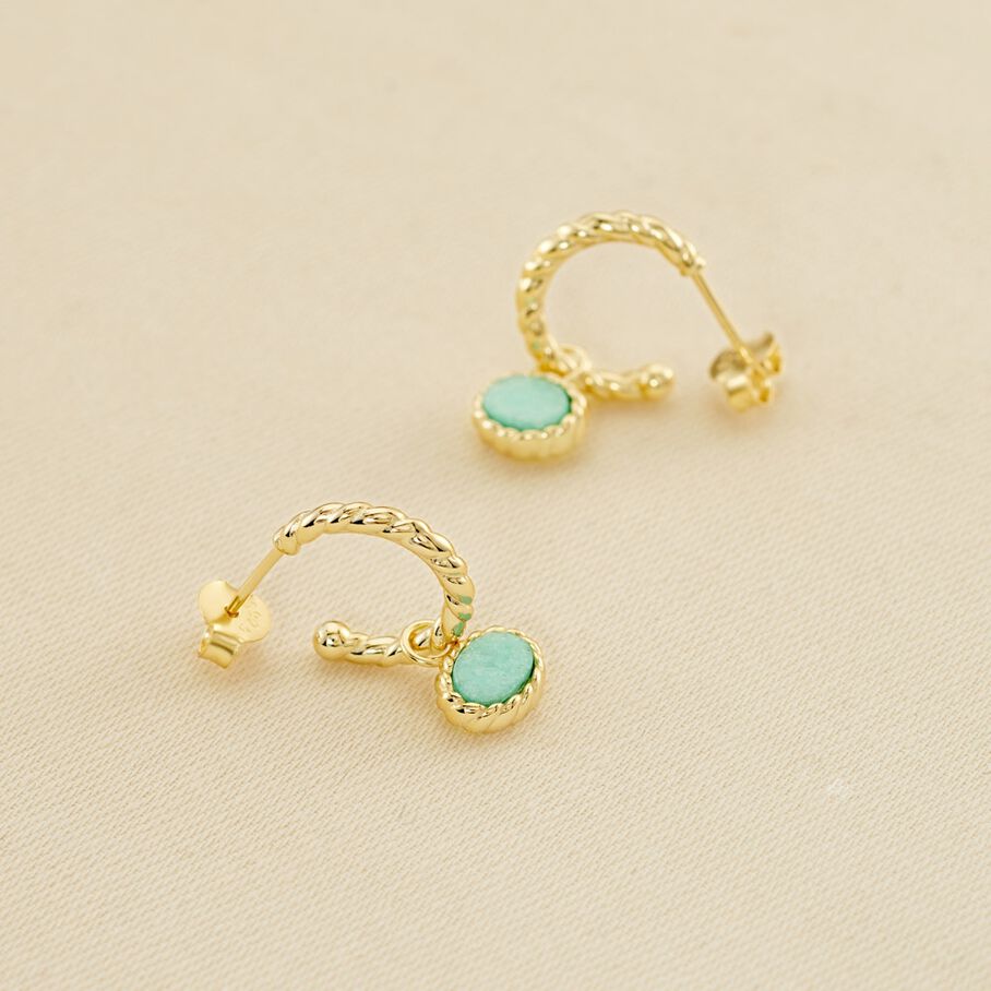 Créoles ATMA - Amazonite/ jaune - Boucles d'oreilles  | Agatha