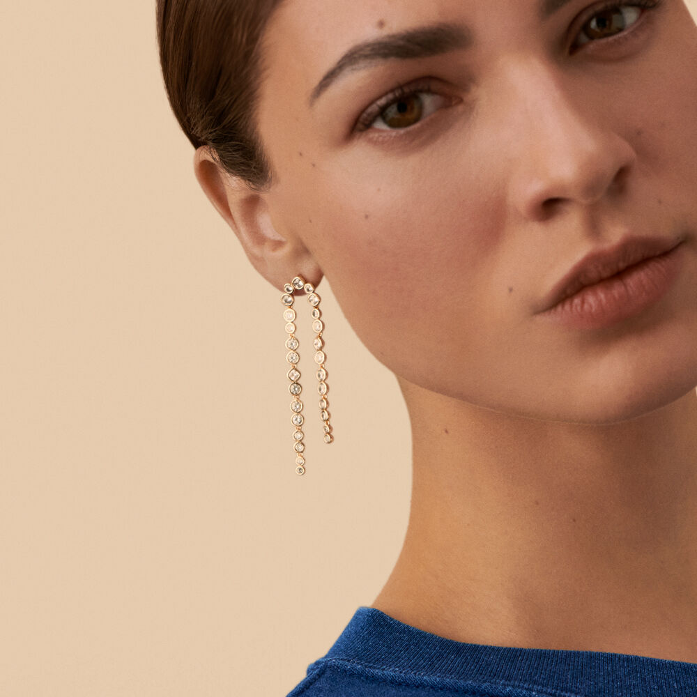 Boucles d'oreilles pendantes ADAMAS - Cristal / Doré - Boucles d'oreilles fantaisies  | Agatha