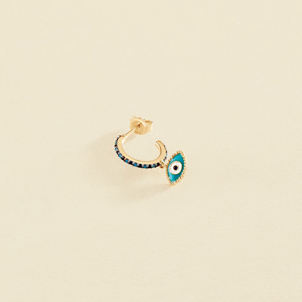 Piercing creole LUCKY EYE Bleu Argente