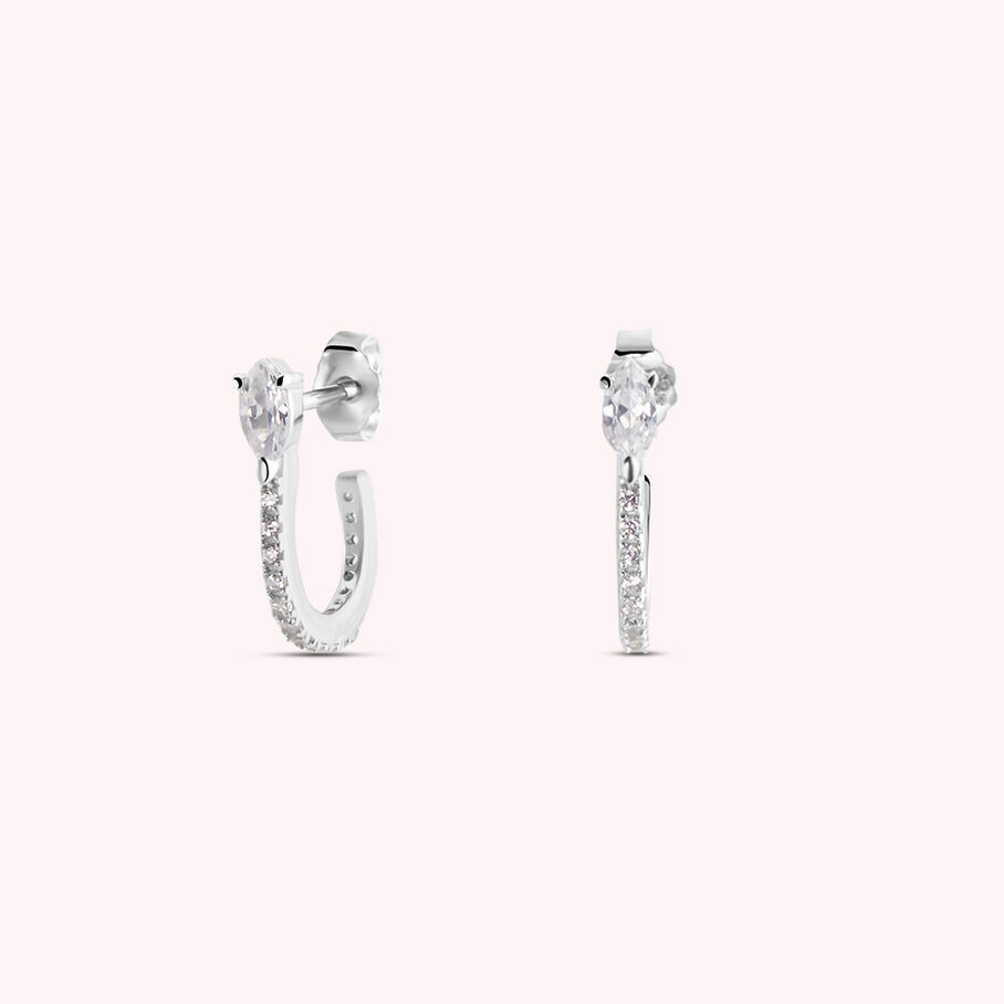 Créoles SNAKY - Cristal / Argenté - Boucles d'oreilles  | Agatha
