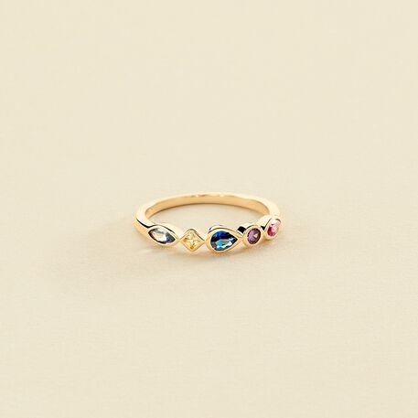 Bague fine SIMETRIA - Multicolore / Doré - Bagues  | Agatha