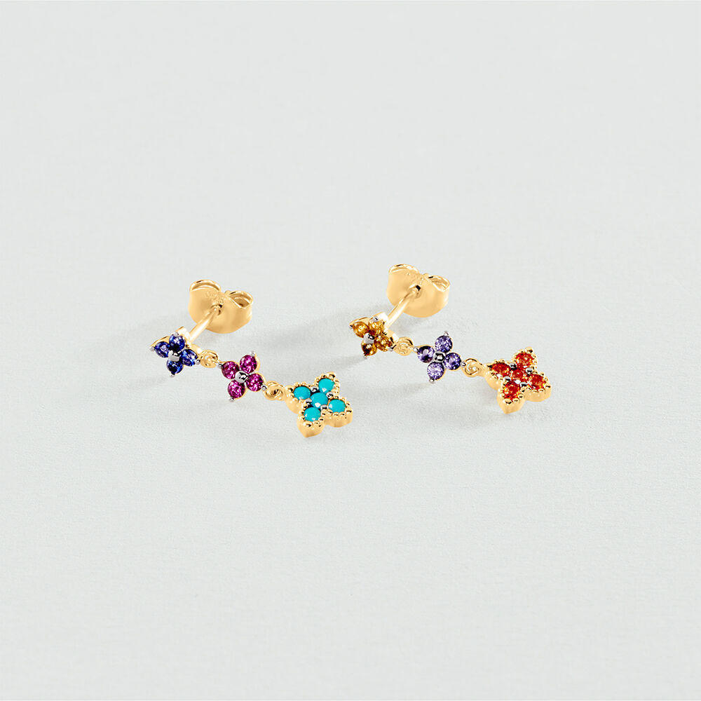 Boucles d'oreilles pendantes BELOVED - Multicolore / Dor&eacute; - Boucles d'oreilles pendantes  | Agatha