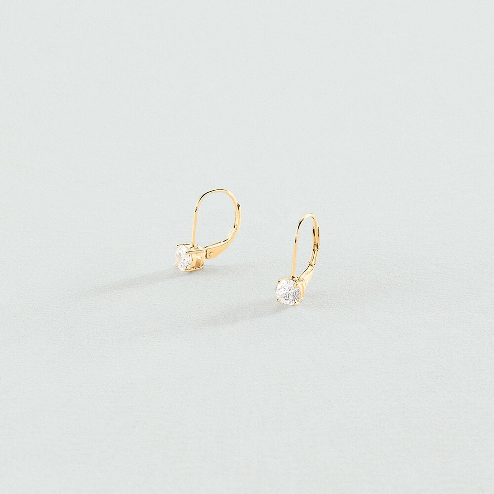 Boucles d'oreilles pendantes SOL - Cristal / Doré - Boucles d'oreilles dormeuses  | Agatha