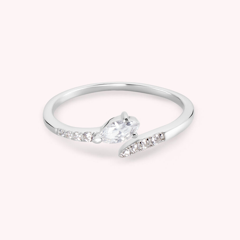 Bague fine SNAKY - Cristal / Argenté - Bagues  | Agatha