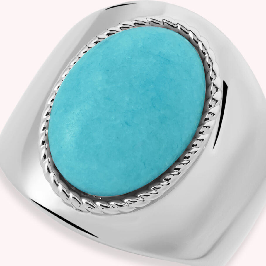 Bague large ALOHA - Turquoise / Argenté - Bagues  | Agatha