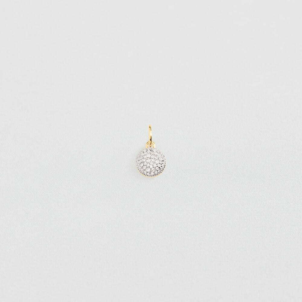 Pendentif BOULE PAV&Eacute;E - Cristal / Dor&eacute;