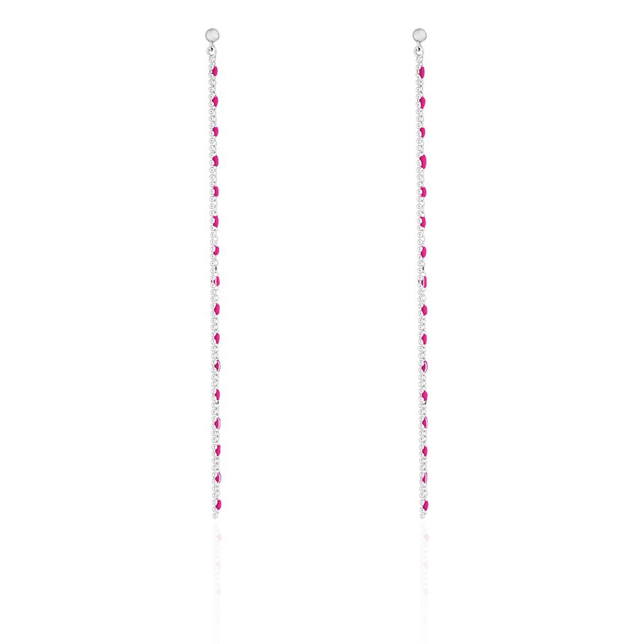 Boucles d'oreilles pendantes CONFETT - Fuchsia / Argenté - Boucles d'oreilles  | Agatha