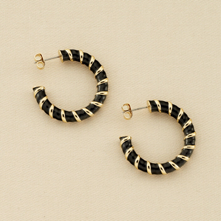 Créoles SESHA - Noir / Doré - Boucles d'oreilles  | Agatha