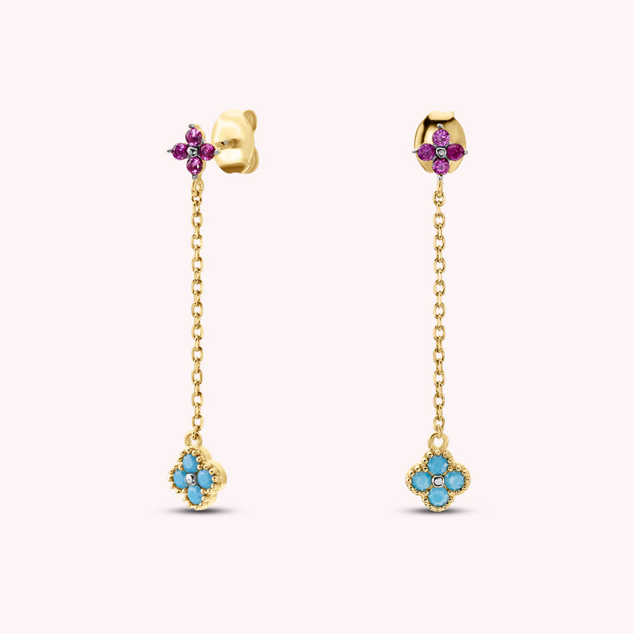 Boucles d'oreilles pendantes BELOVED - Multicolore / Doré - Boucles d'oreilles  | Agatha