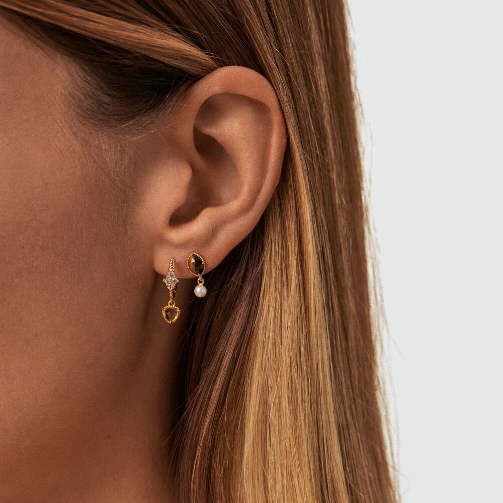 Piercing cr&eacute;ole PRECIEUX - Jaune / Dor&eacute; - Argent v&eacute;ritable  | Agatha