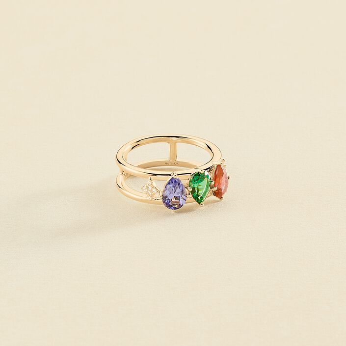 Bague large ASTRE - Multicolore / Doré - Bagues  | Agatha