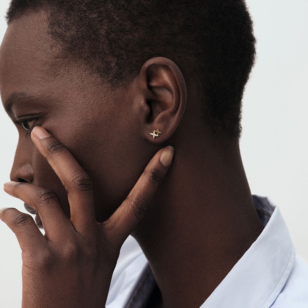 Piercing puce SHINING - Cristal / Dor&eacute; - Argent v&eacute;ritable  | Agatha