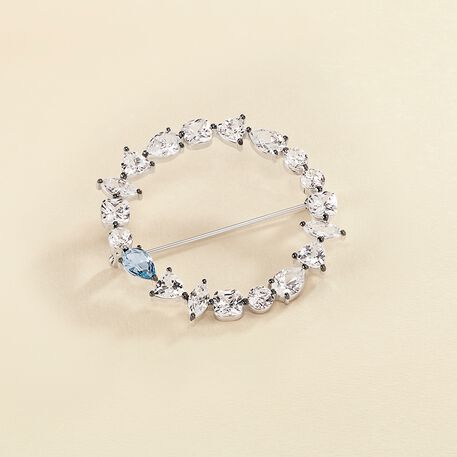 Broche JACKIE - Argenté / Bleu aquamarine  - Accessoires  | Agatha