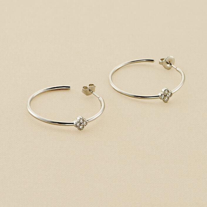 Créoles BELOVED - Cristal / Argenté - Boucles d'oreilles  | Agatha