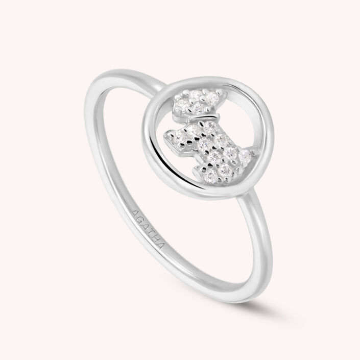 Bague fine PIBLACK - Cristal / Argenté - Bagues  | Agatha
