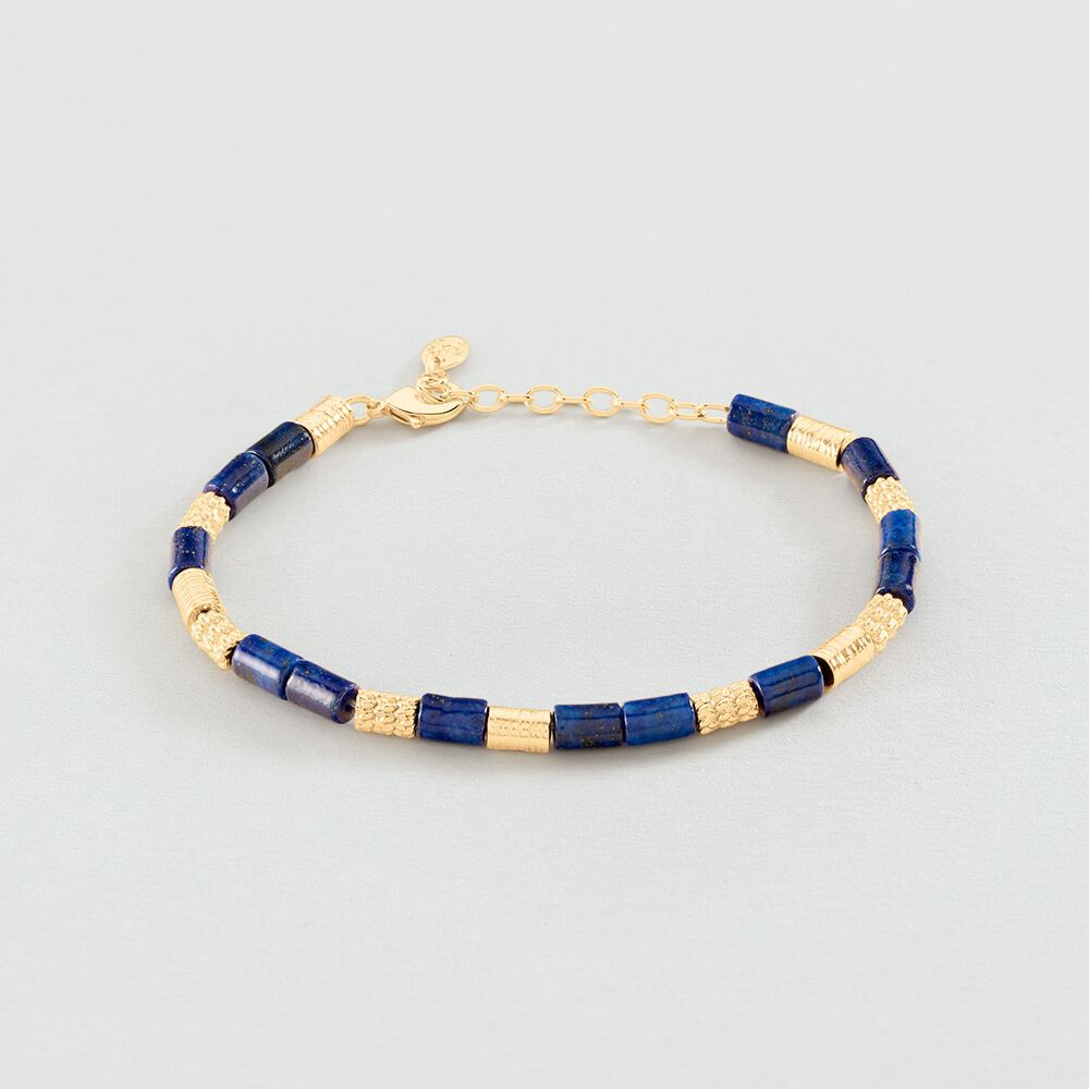 Bracelet souple PETRA - Lapis / Dor&eacute; - Bracelets fantaisie  | Agatha