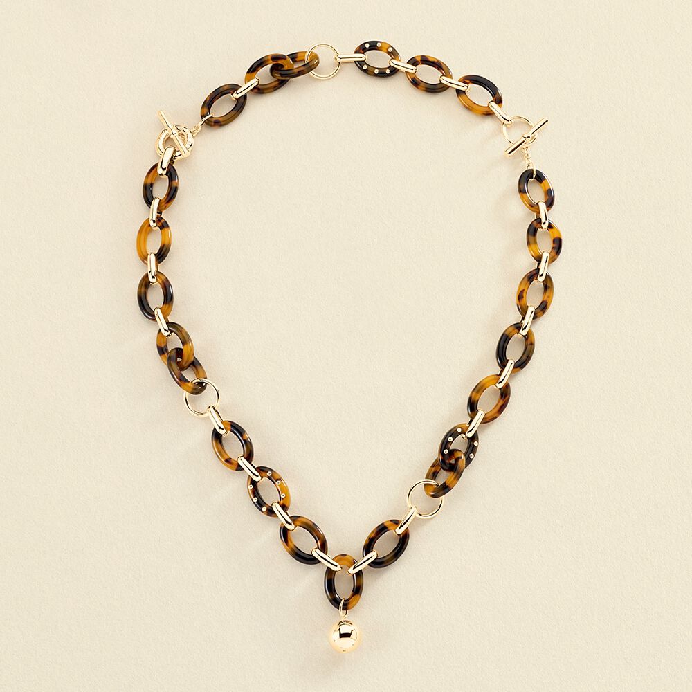 Collier mi-long BOUCLE - Ecaille / Doré - Colliers  | Agatha