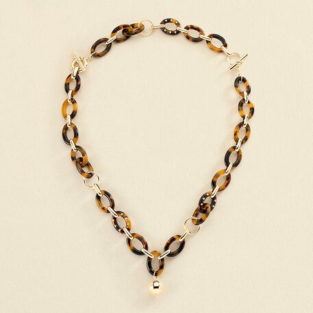 Collier mi-long BOUCLE - Ecaille / Doré - Colliers  | Agatha
