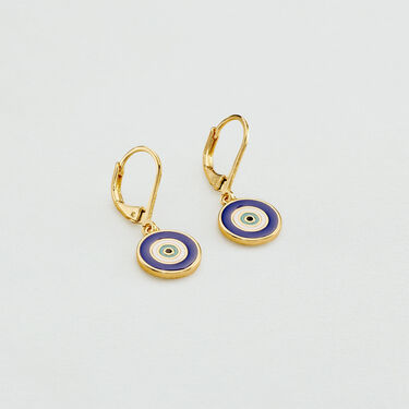 Boucles d'oreilles pendantes CYCLADES - Bleu / Dor&eacute; - Boucles d'oreilles  | Agatha