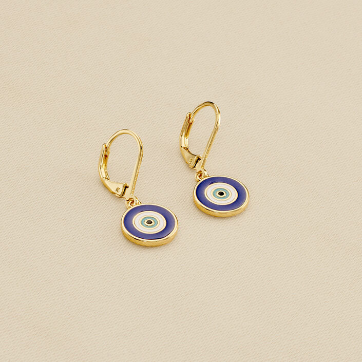Boucles d'oreilles pendantes CYCLADES - Bleu / Doré - Boucles d'oreilles  | Agatha