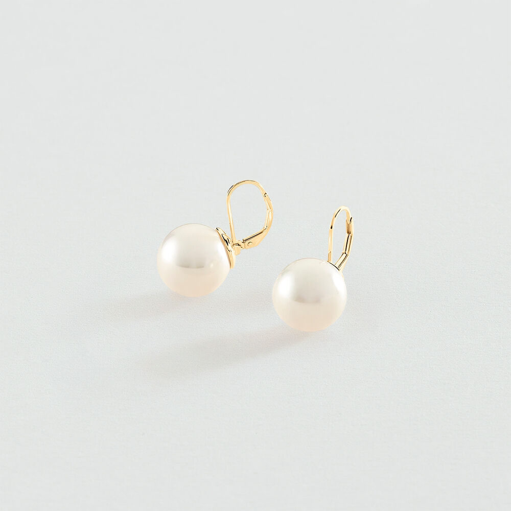 Boucles d'oreilles pendantes PEARLY - Perle / Dor&eacute; - Boucles d'oreilles dormeuses  | Agatha