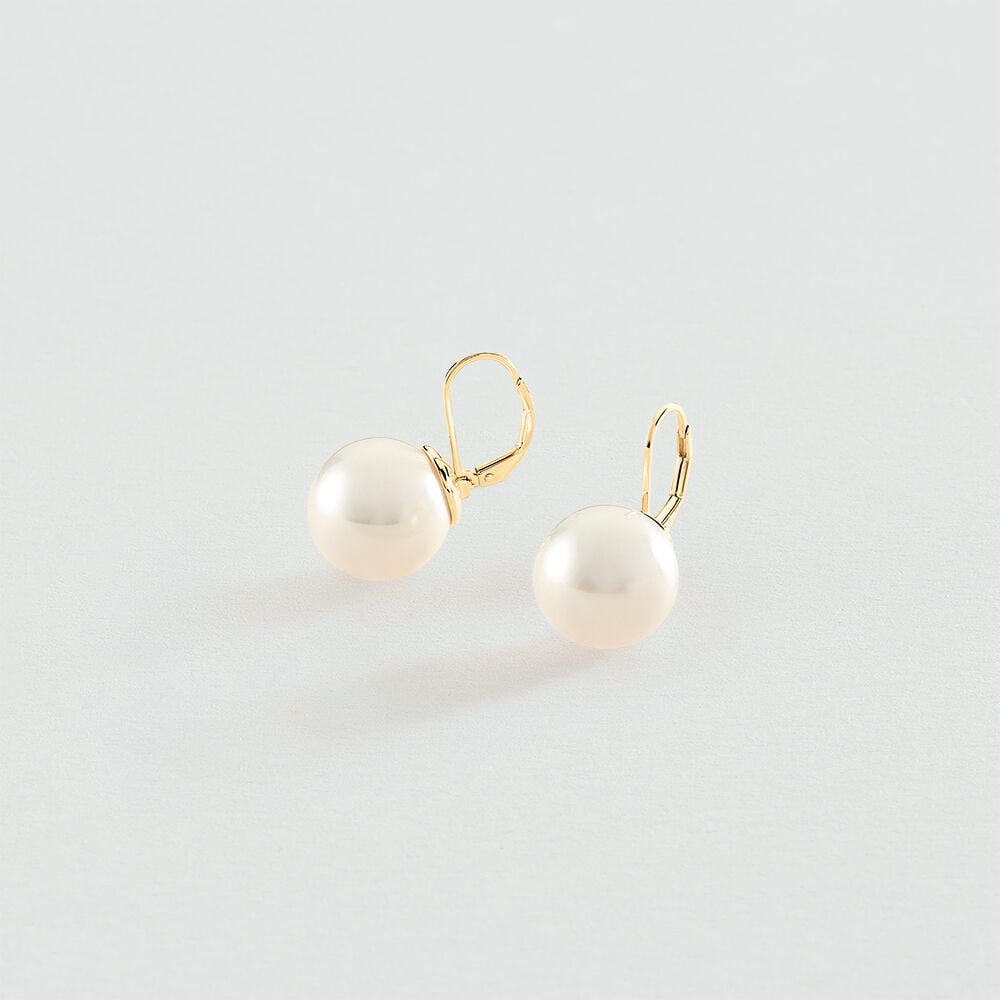 Boucles d'oreilles pendantes PEARLY - Perle / Dor&eacute; - Boucles d'oreilles dormeuses  | Agatha
