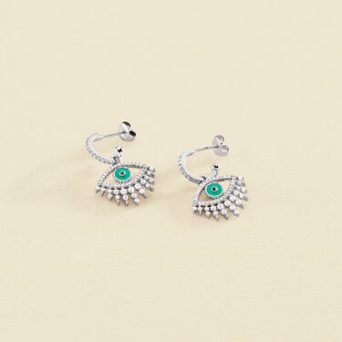 Créoles LUCKY EYE - Turquoise / Argenté - Boucles d'oreilles  | Agatha