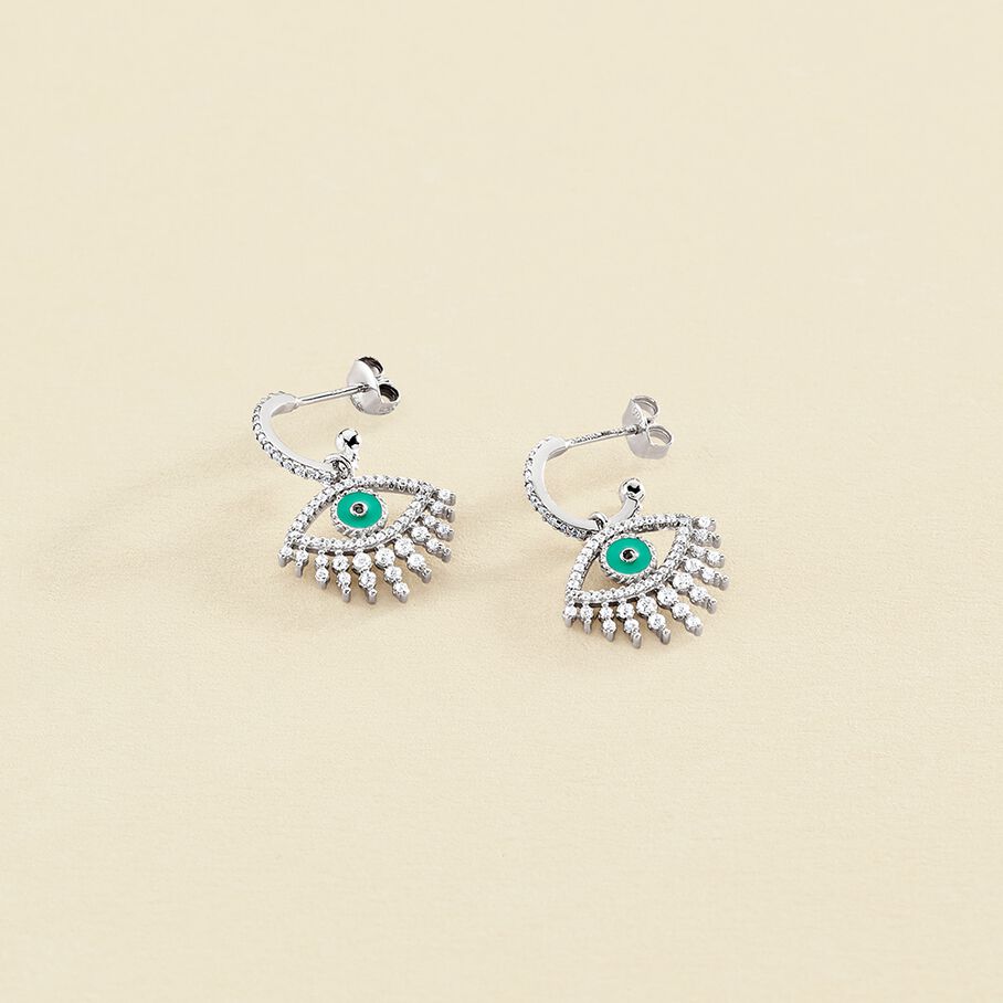 Créoles LUCKY EYE - Turquoise / Argenté - Boucles d'oreilles  | Agatha