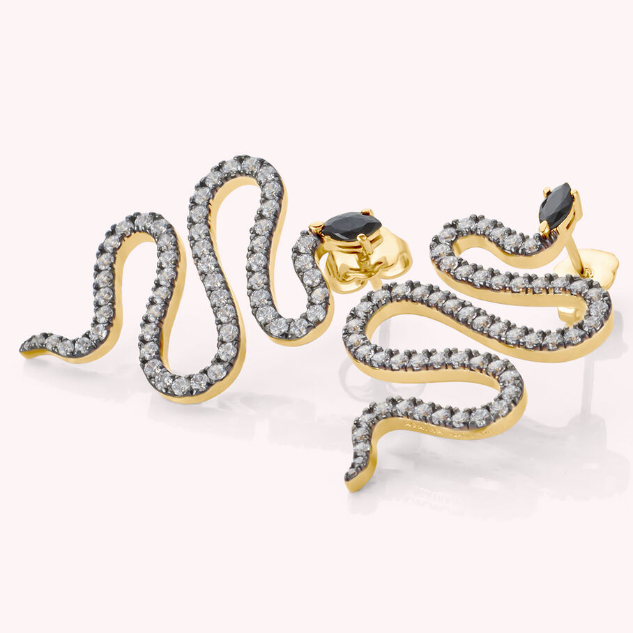 Boucles d'oreilles pendantes SNAKY - Cristal / Gun - Boucles d'oreilles  | Agatha