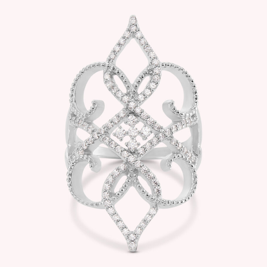 Bague large FLEURLYS - Cristal / Argenté - Bagues  | Agatha