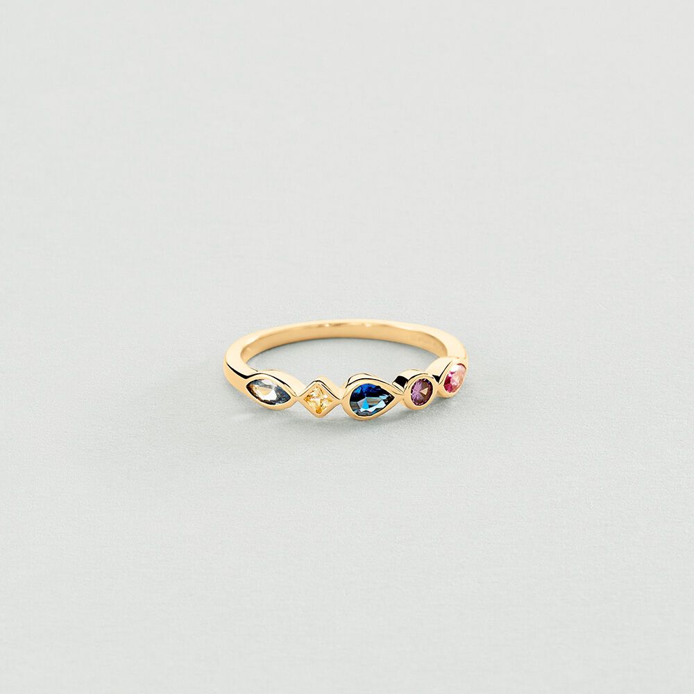 Bague fine SIMETRIA - Multicolore / Doré - Bagues avec pierre  | Agatha