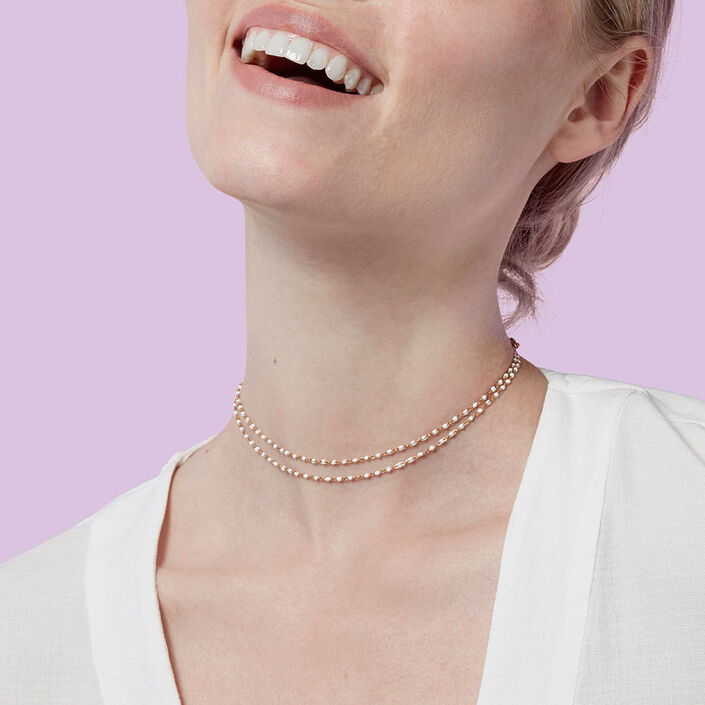 Collier mi-long SMARTY - Blanc / Doré - Colliers  | Agatha