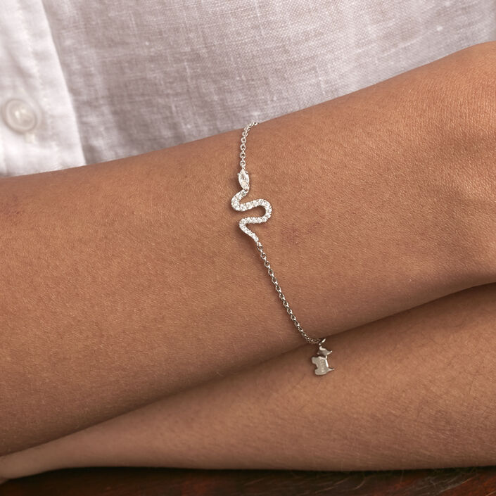 Bracelet souple SNAKY - Cristal / Argenté - Bracelets  | Agatha