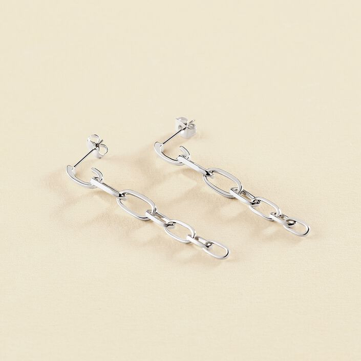 Boucles d'oreilles pendantes CHAIN - Argenté - Boucles d'oreilles  | Agatha