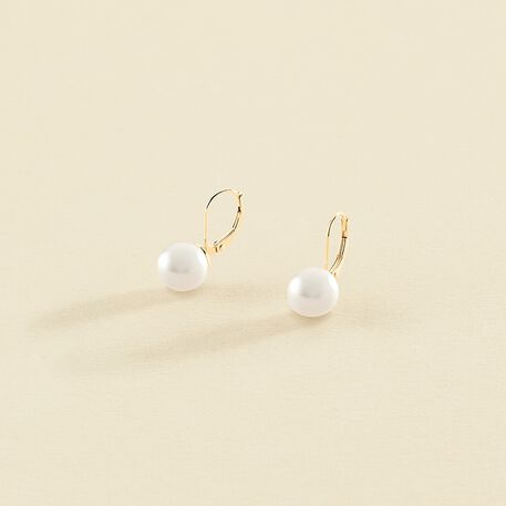 Boucles d'oreilles pendantes PEARLY - Perle / Doré - Boucles d'oreilles  | Agatha