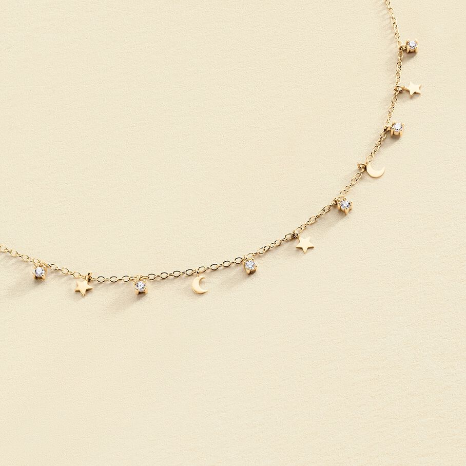 Collier ras du cou LUNITAS - Cristal / Doré