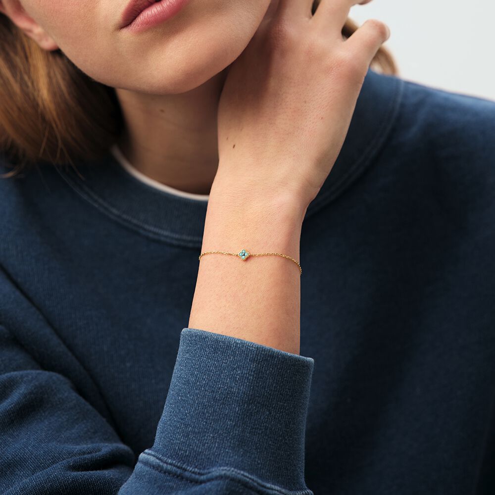 Bracelet souple BELOVED - Turquoise / Dor&eacute; - Bracelets fantaisie  | Agatha