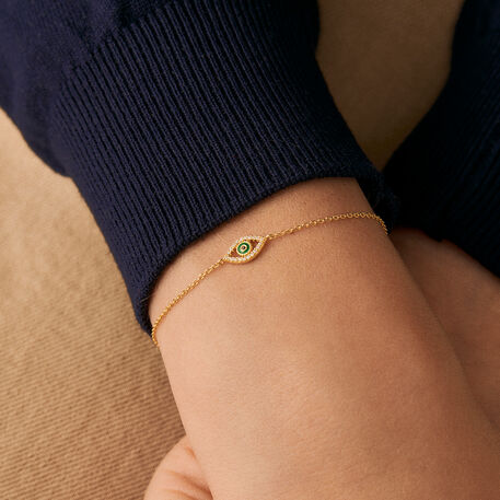 Bracelet souple LUCKY EYE - Vert / Doré - Bracelets  | Agatha