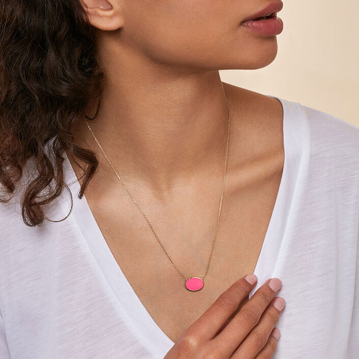 Collier mi-long ATMA - Nacre /rose - Colliers  | Agatha
