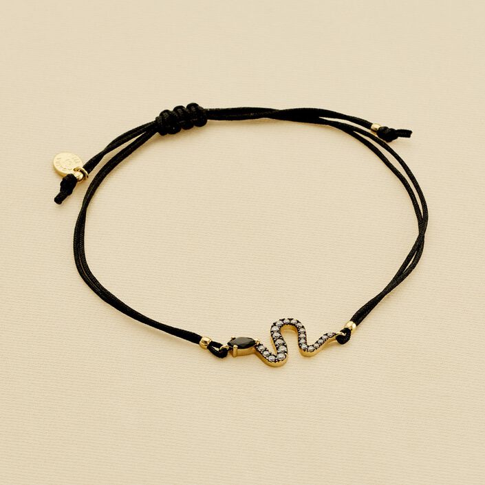 Bracelet cordon SNAKY - Doré / Noir - Bracelets  | Agatha