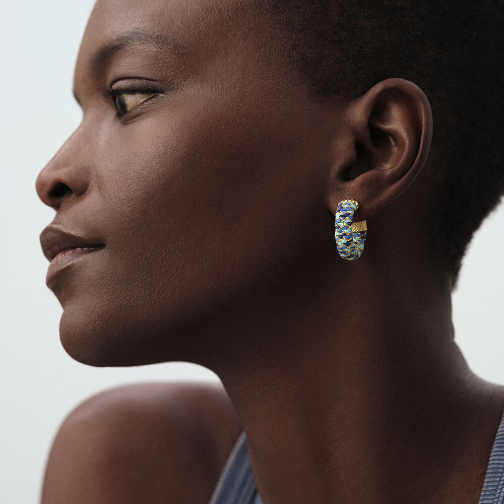 Cr&eacute;oles RAFIA - Bleu / Dor&eacute; - Cr&eacute;oles  | Agatha