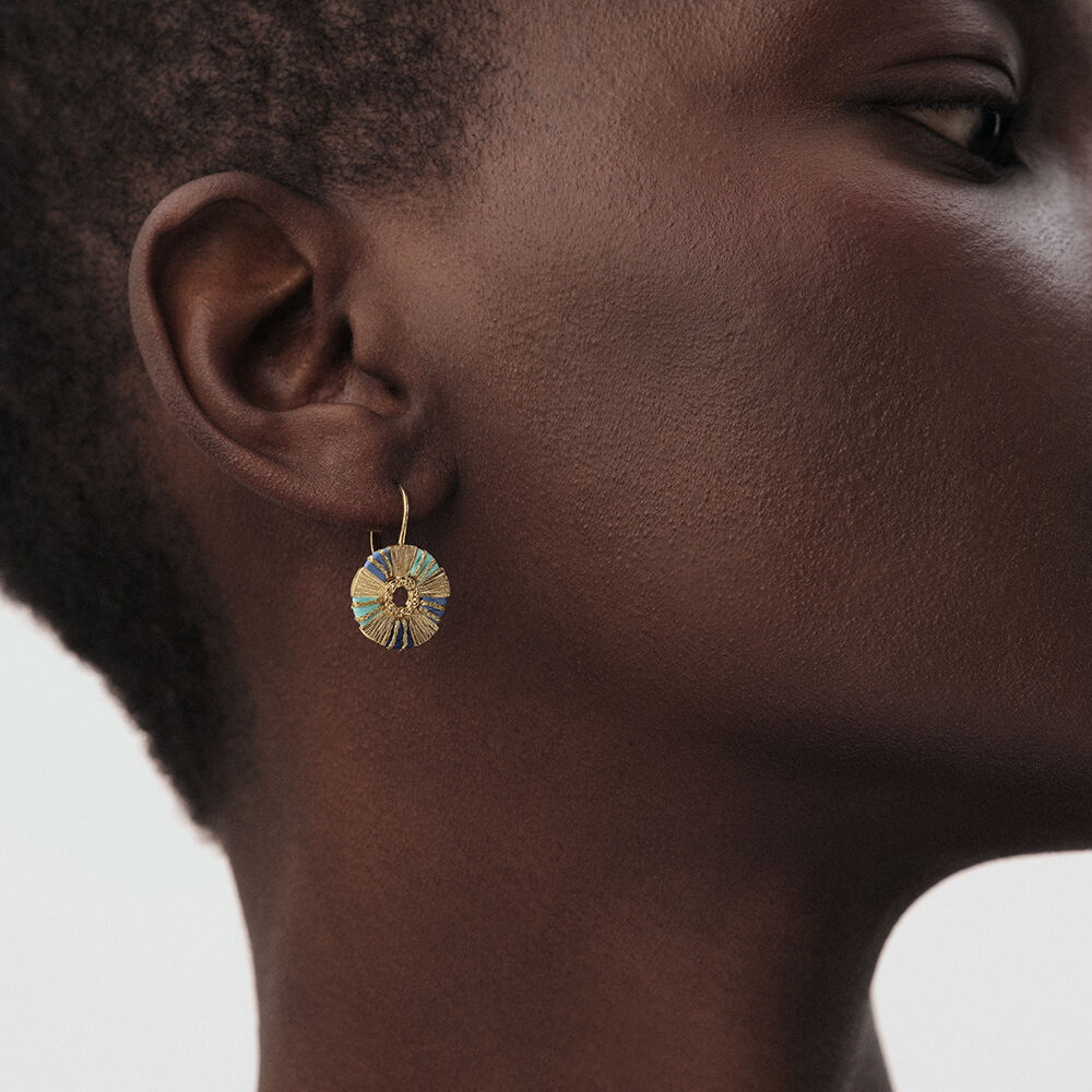 Boucles d'oreilles pendantes RAFIA - Bleu / Doré - Boucles d'oreilles  | Agatha