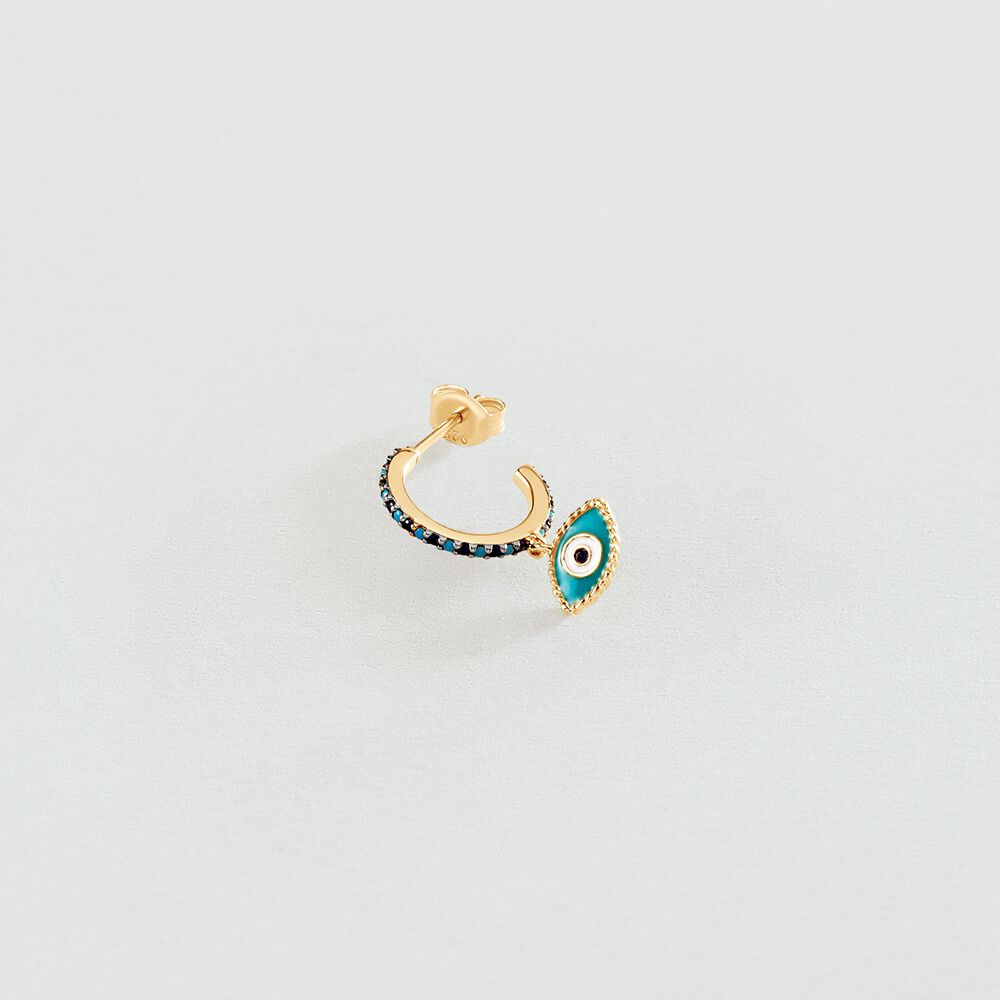Piercing créole LUCKY EYE - Bleu / Argenté - Piercings  | Agatha