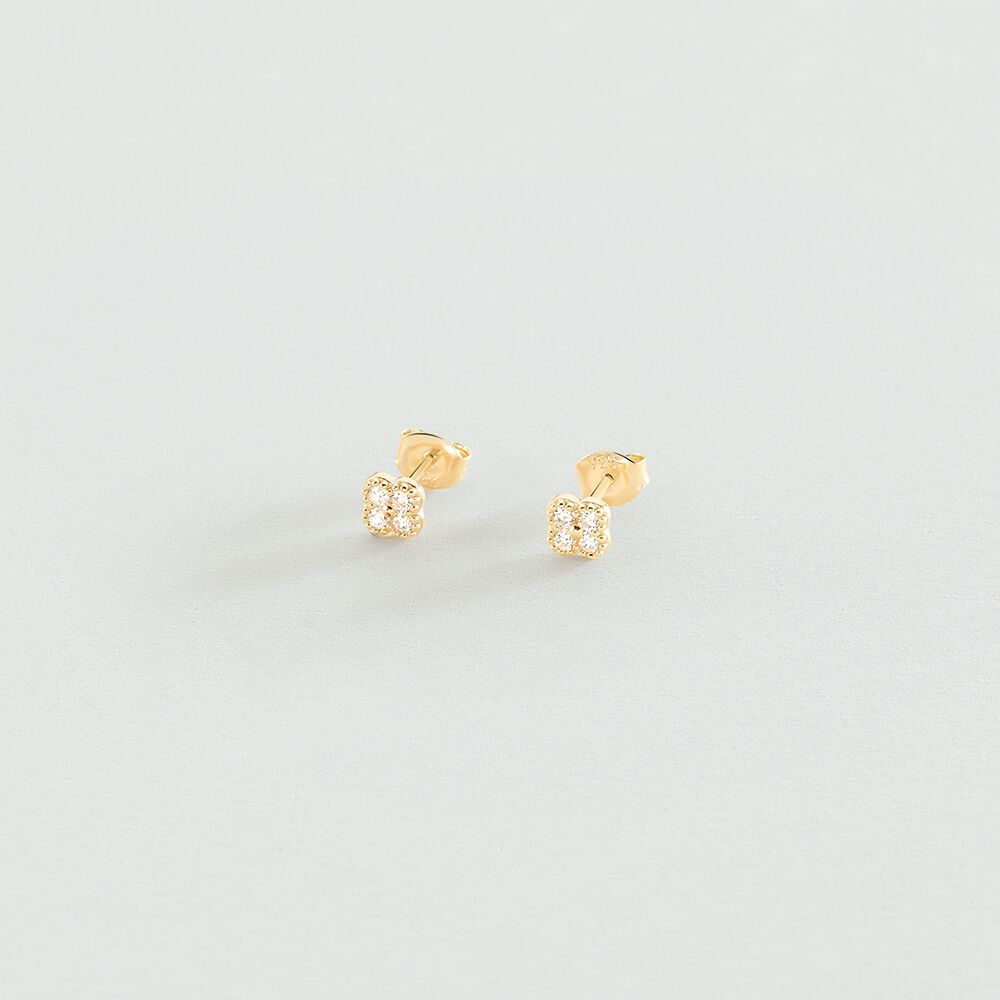 Boucles d'oreilles puces BELOVED - Cristal / Doré