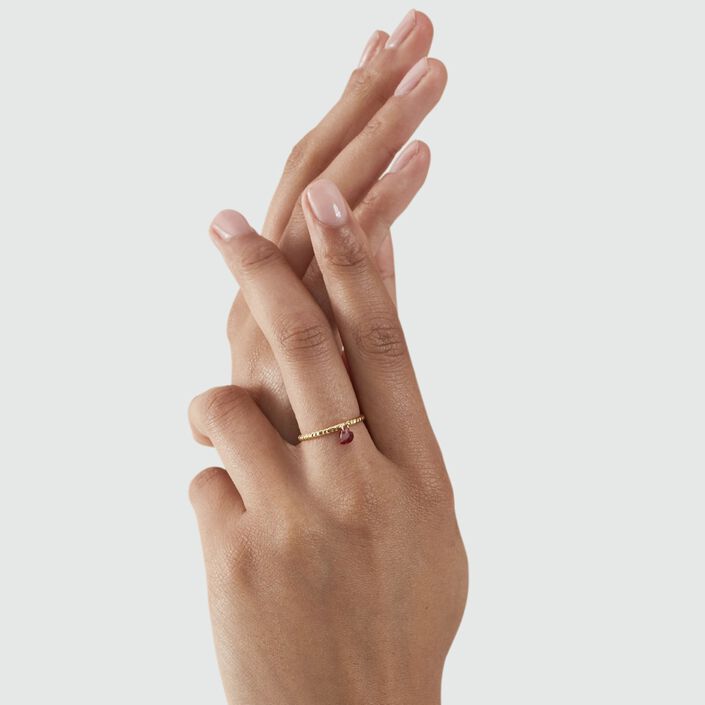 Bague fine BEGUIN - Rouge / Doré - Bagues  | Agatha