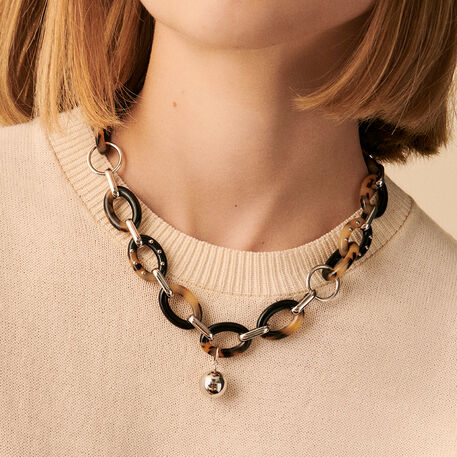 Collier mi-long BOUCLE - Ecaille / Noir - Colliers  | Agatha
